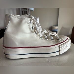 Converse White Leather Patch